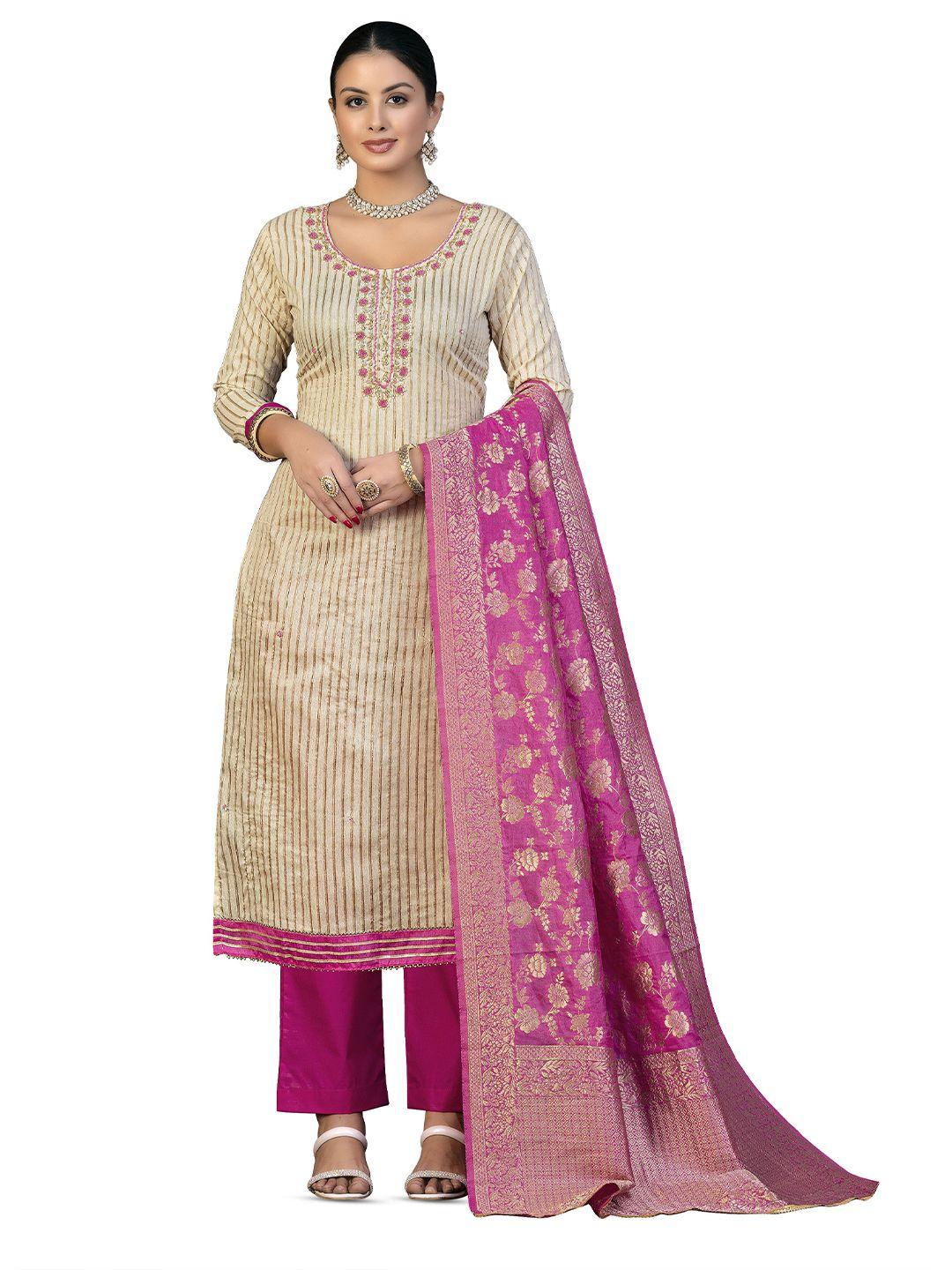 manvaa embellished unstitched dress material