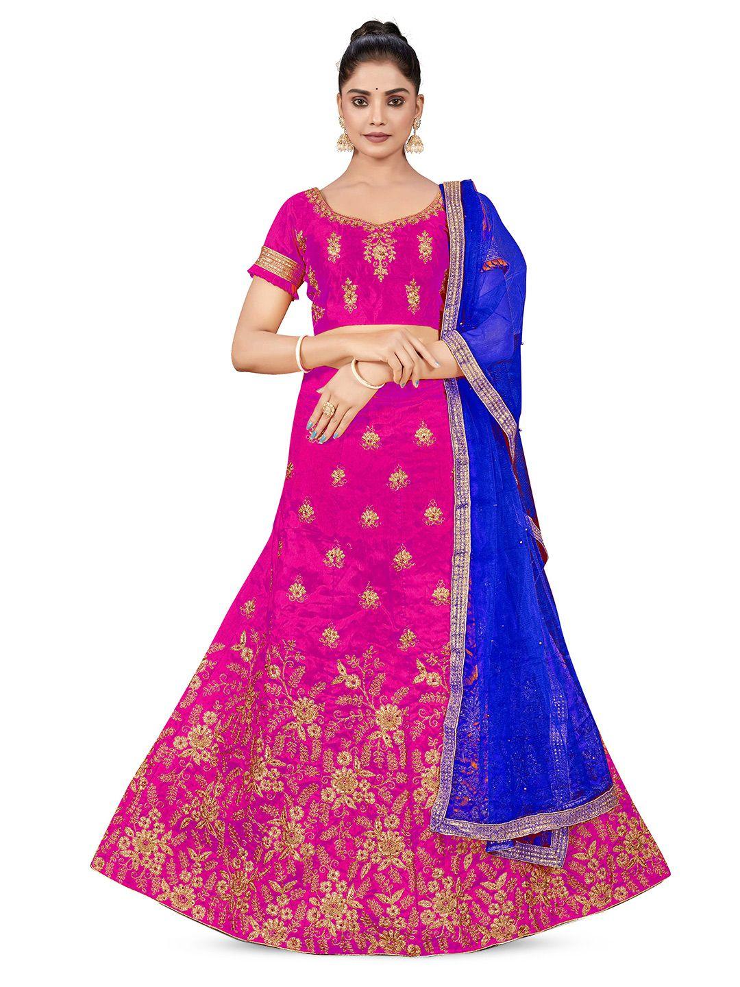 manvaa embroidered beads and stones semi-stitched lehenga & unstitched blouse with dupatta