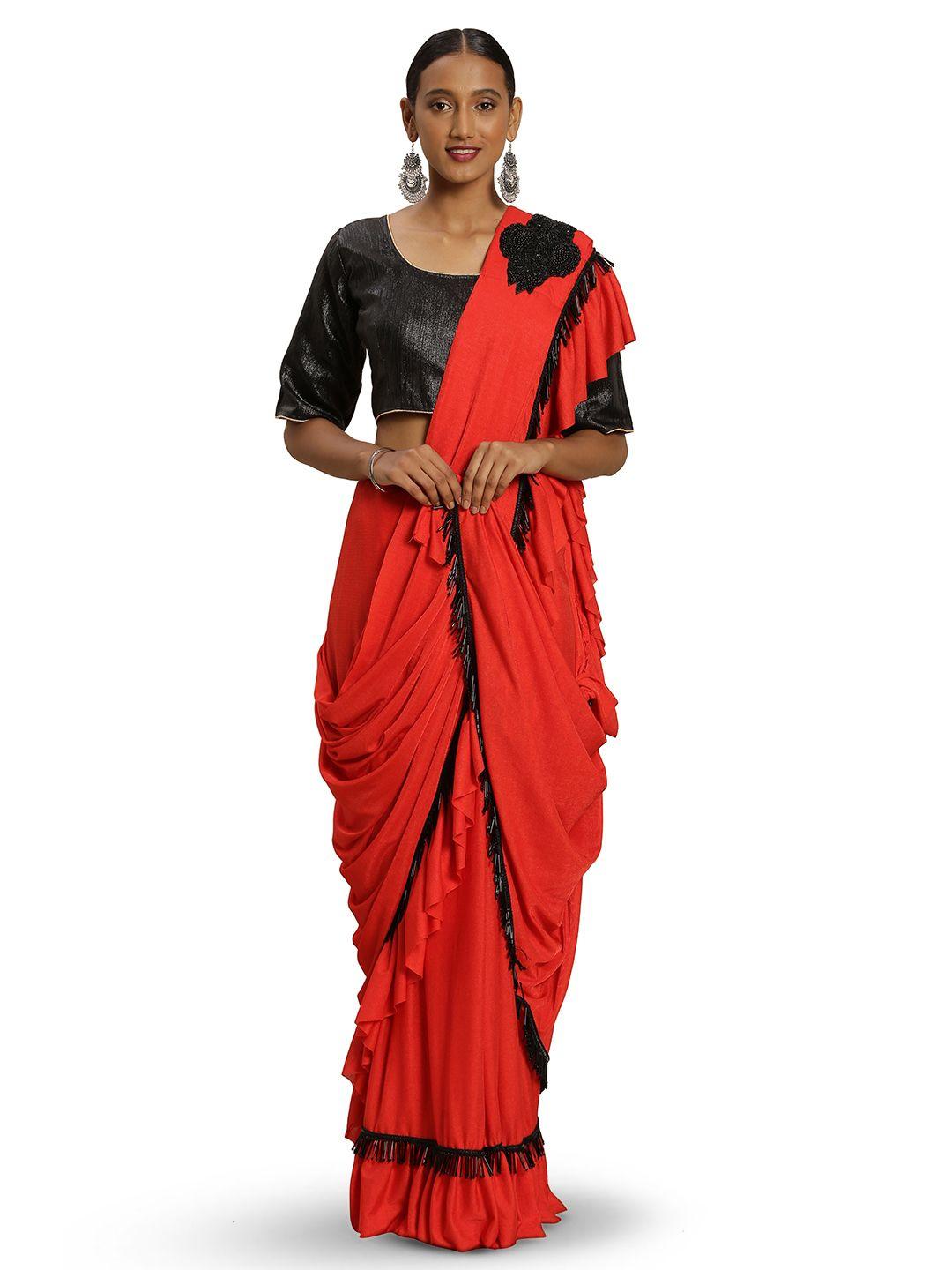 manvaa embroidered embellished saree