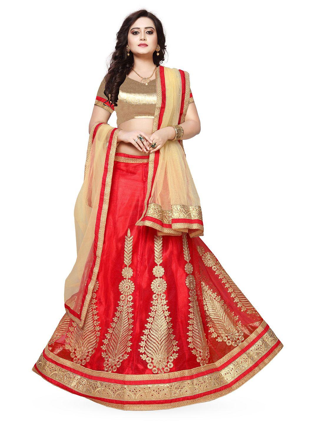 manvaa embroidered semi-stitched lehenga & unstitched blouse with dupatta