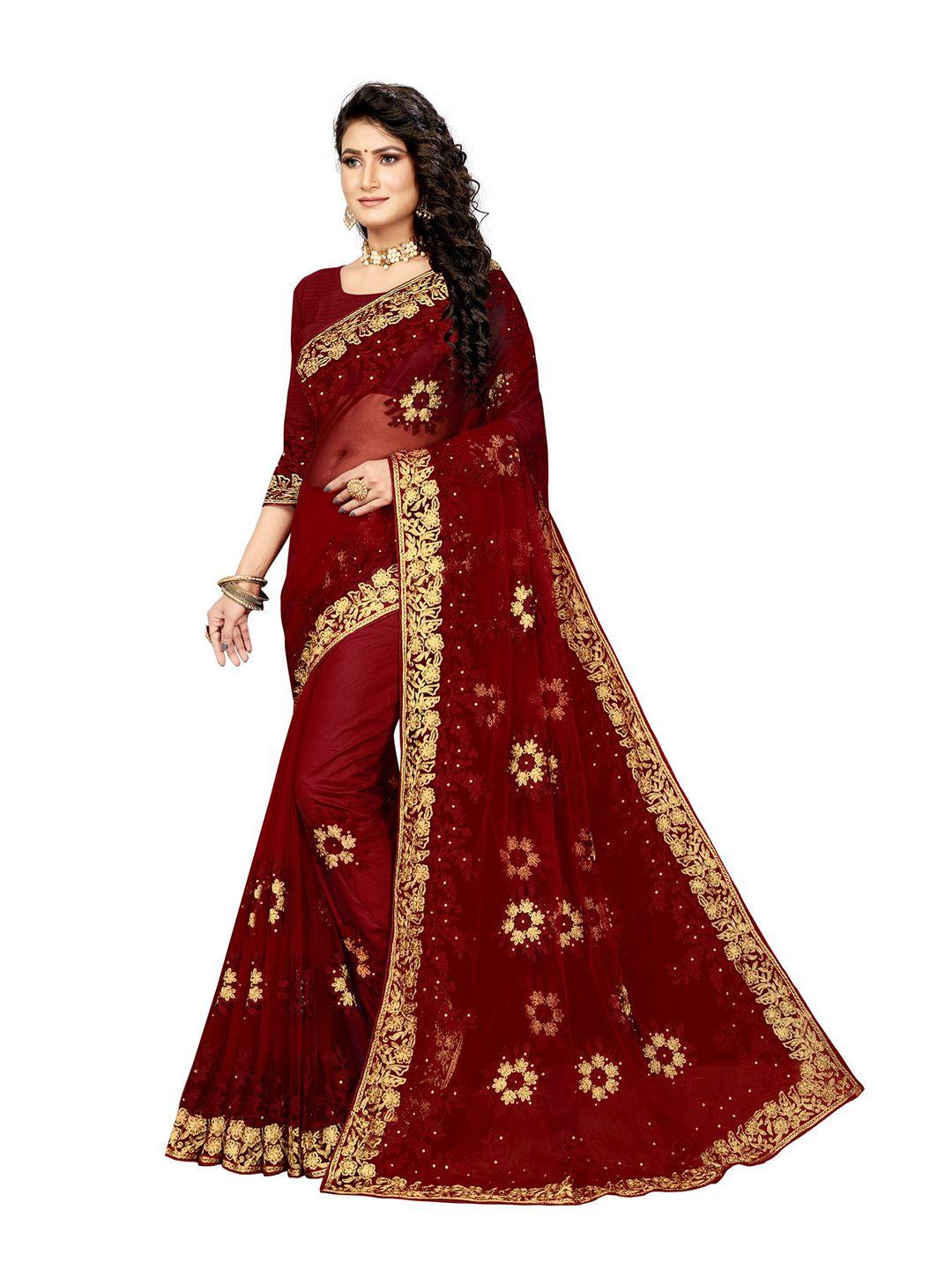 manvaa ethnic motifs embroidered zari net banarasi saree