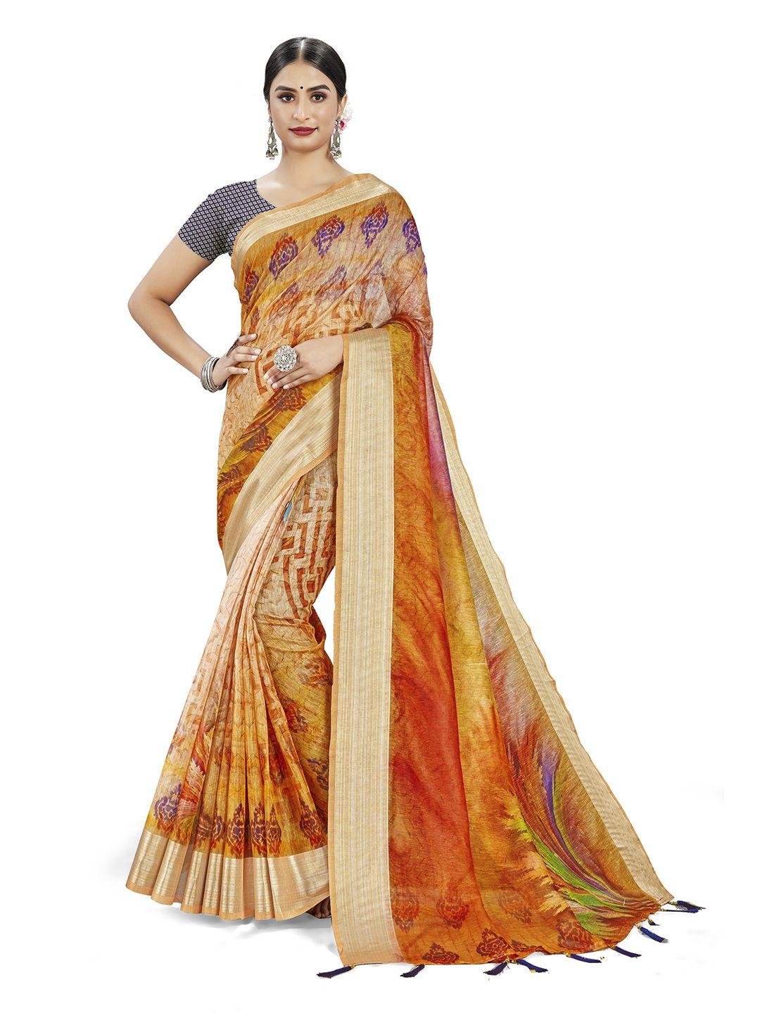 manvaa ethnic motifs printed zari saree