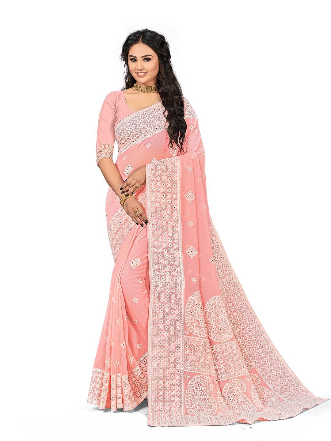 manvaa ethnic motifs sequinned embroidered saree