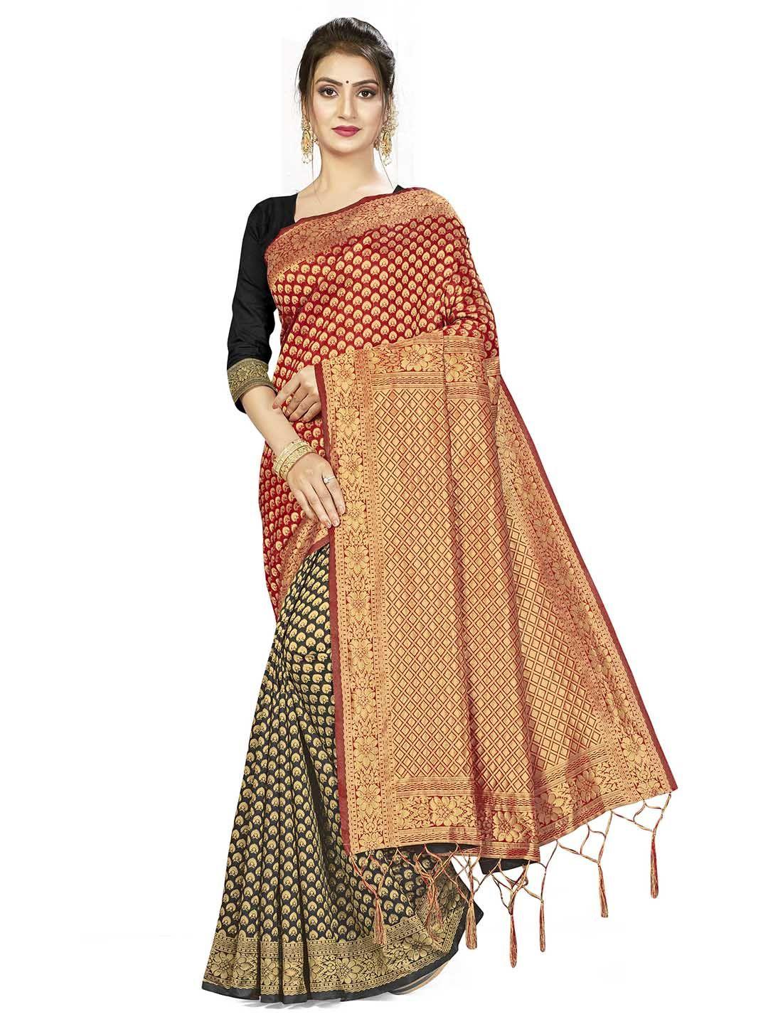 manvaa ethnic motifs woven design zari saree