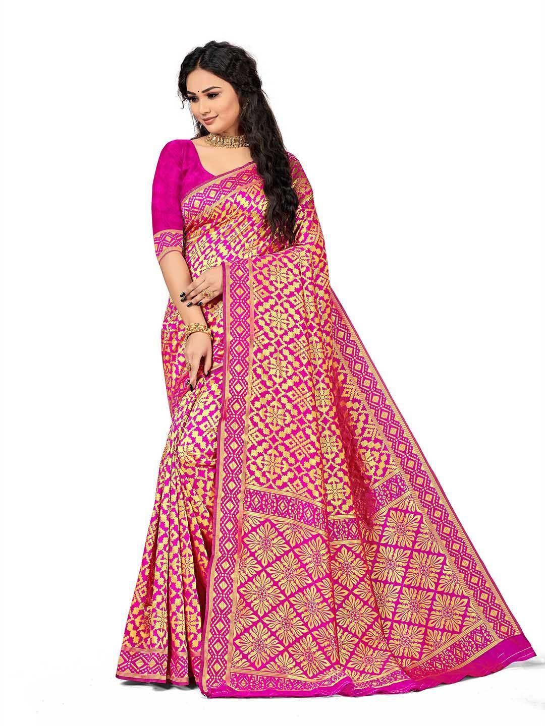 manvaa ethnic motifs woven design zari saree