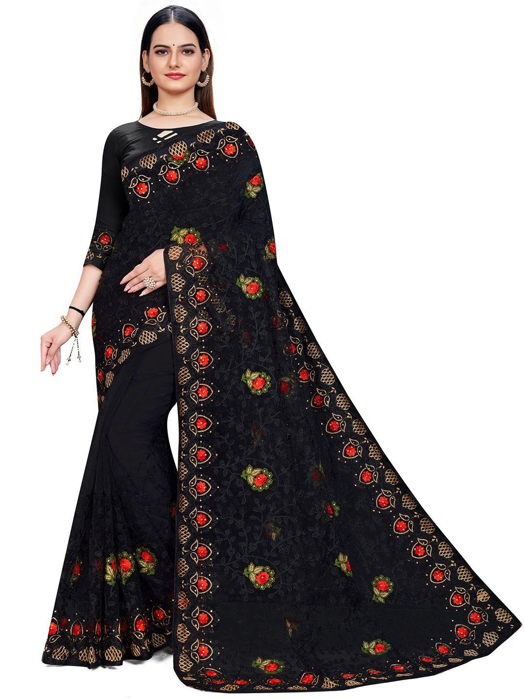 manvaa floral embellished embroidered net saree