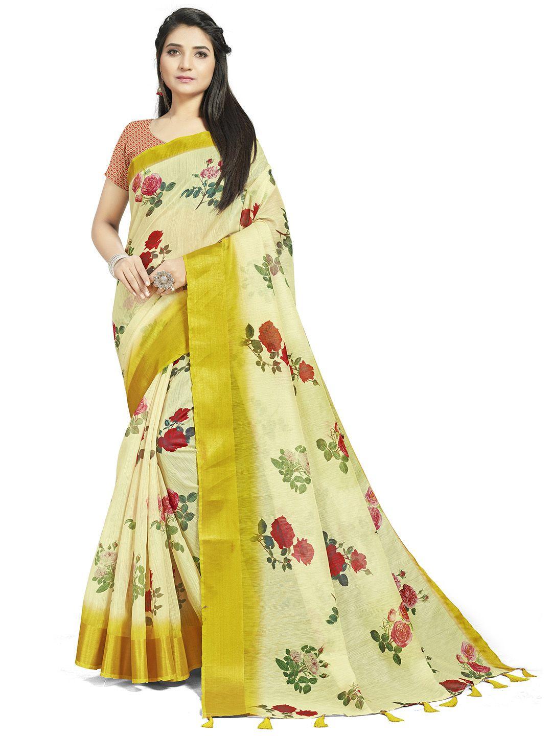 manvaa floral printed saree