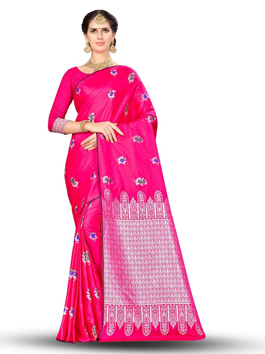 manvaa floral woven design zari banarasi saree