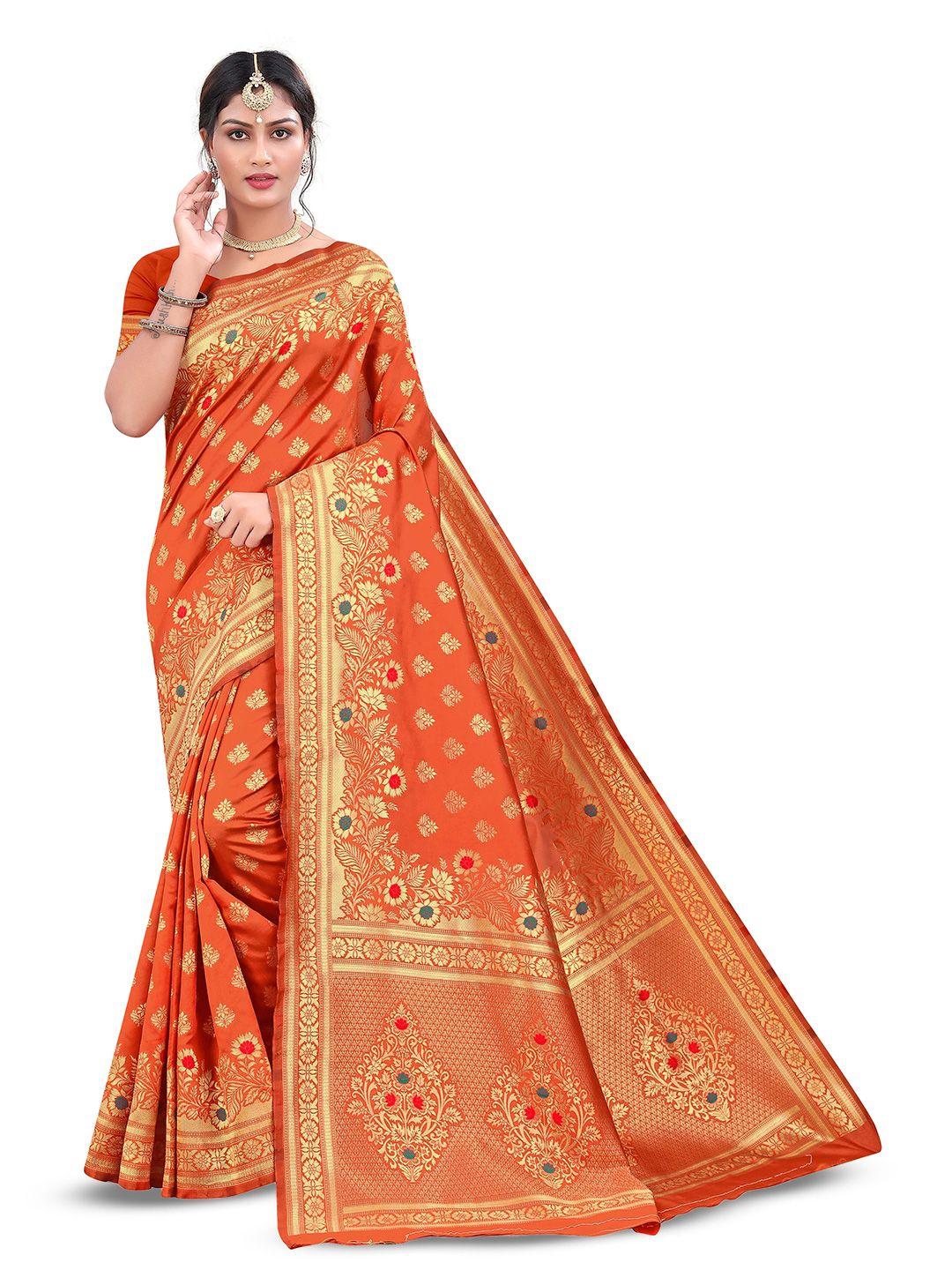 manvaa floral woven design zari banarasi silk saree