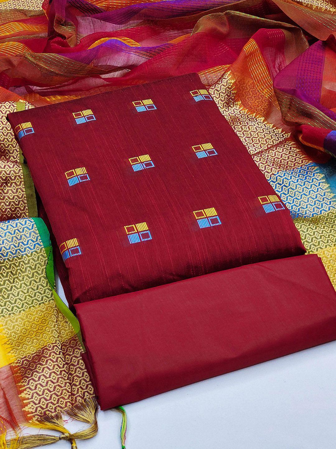 manvaa geometric woven design unstitched dress material