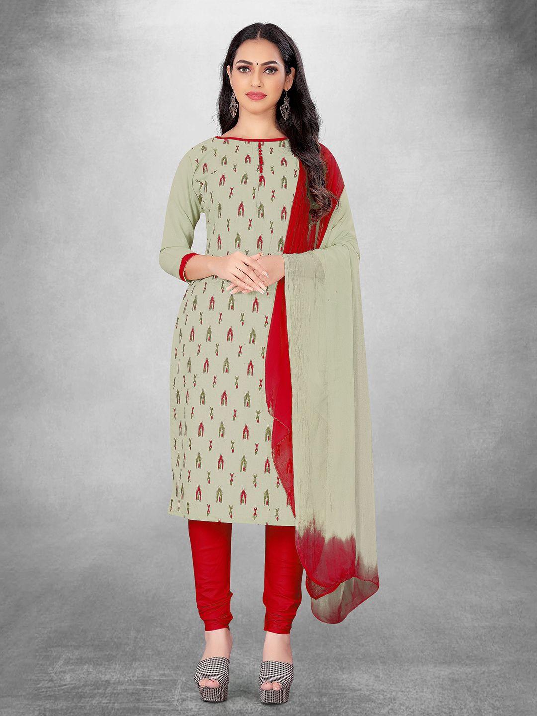 manvaa grey printed unstitched dress material