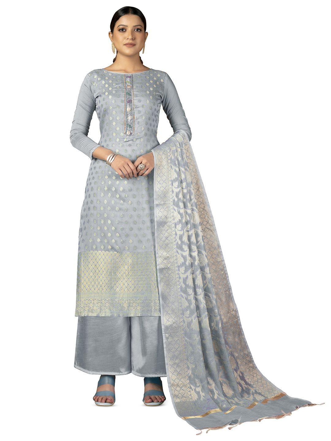 manvaa grey unstitched dress material