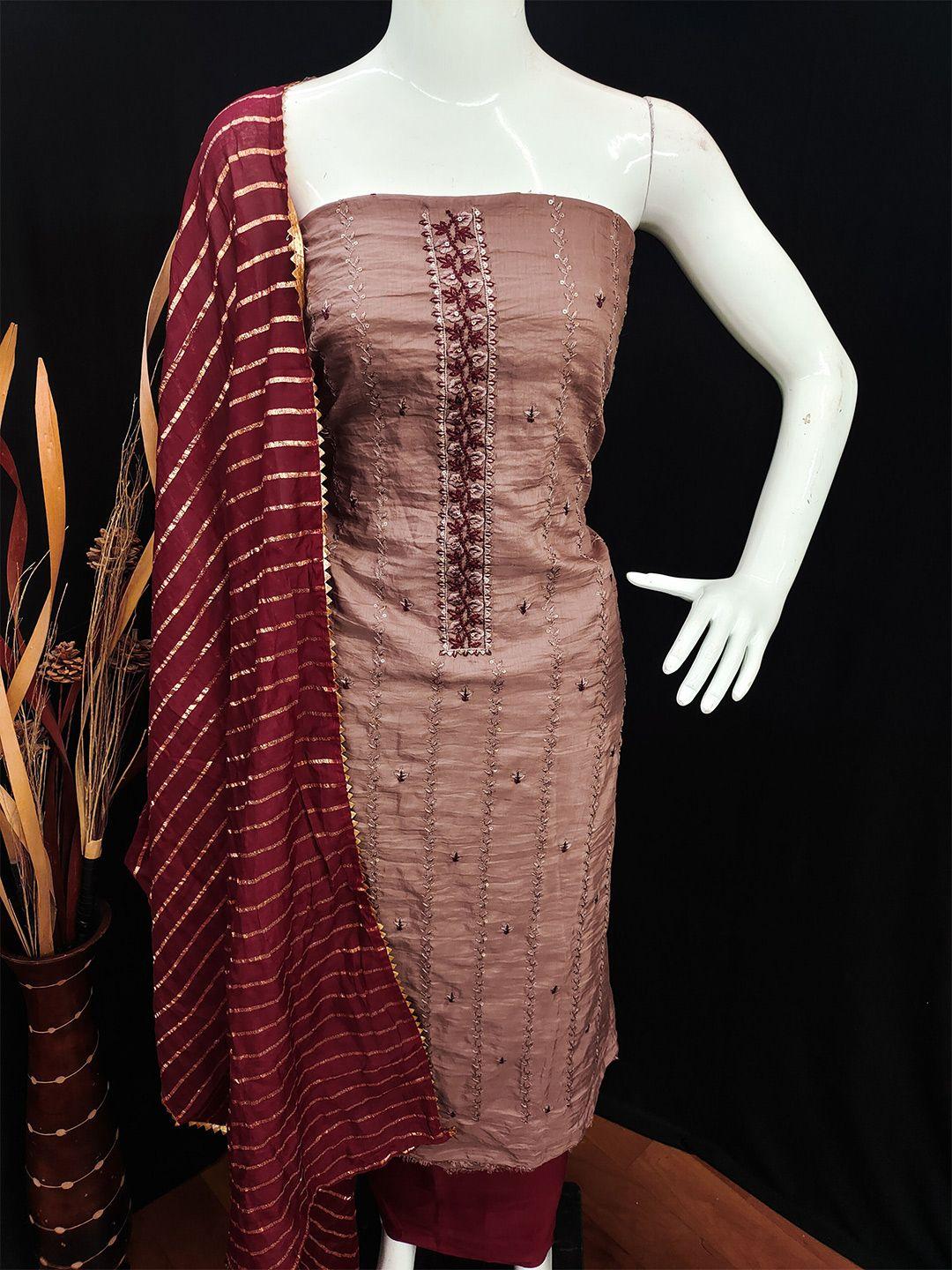 manvaa magenta embellished unstitched dress material
