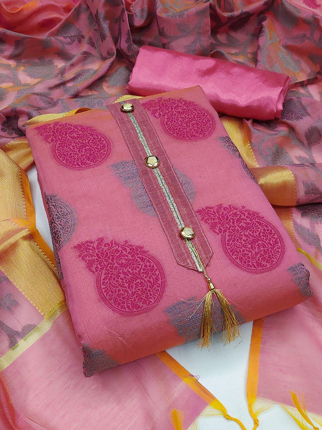 manvaa pink unstitched dress material