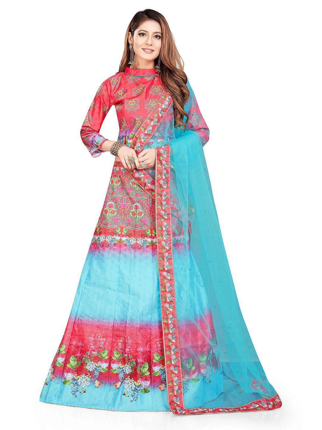 manvaa printed semi-stitched lehenga & unstitched blouse with dupatta