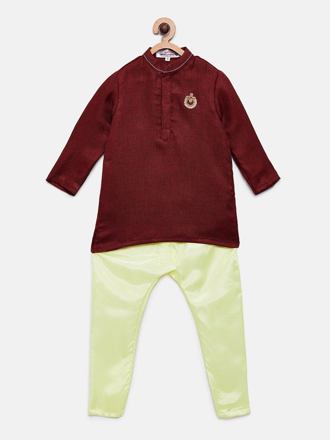 many frocks & boys maroon paisley kurta set