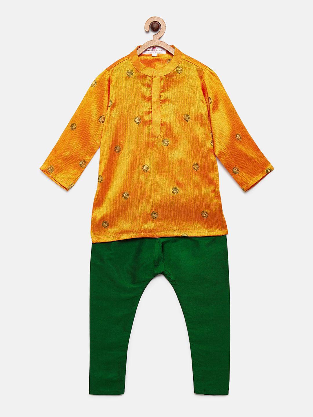 many frocks & boys mustard yellow kurta with pyjamas