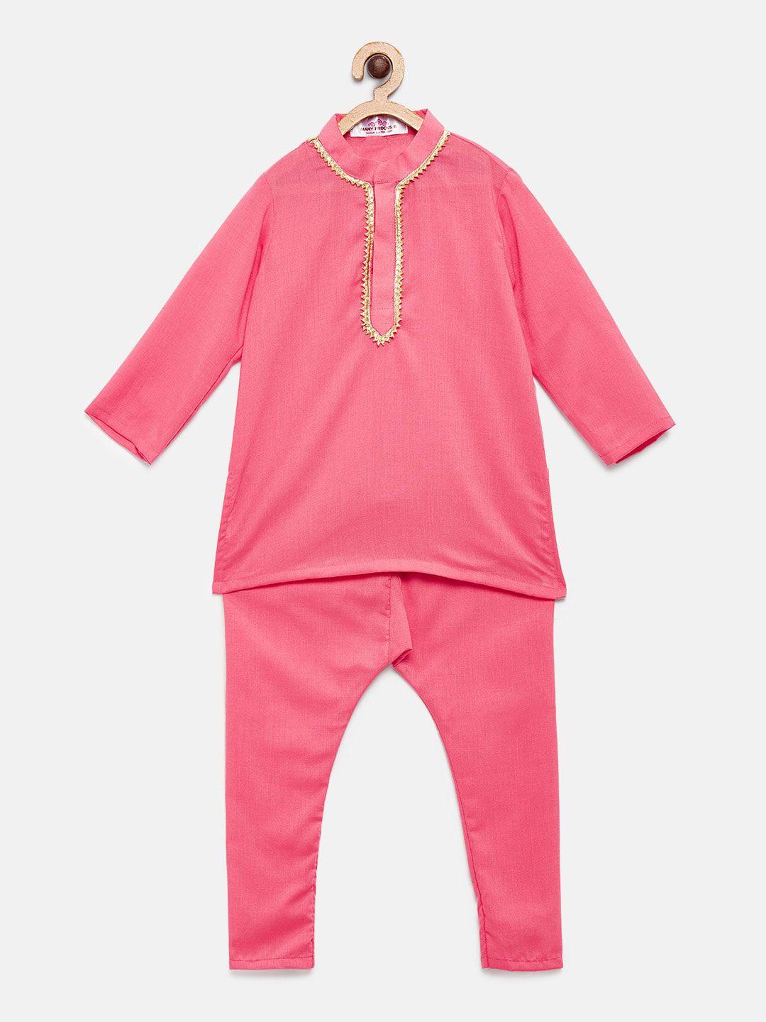 many frocks & boys pink kurta with pyjamas