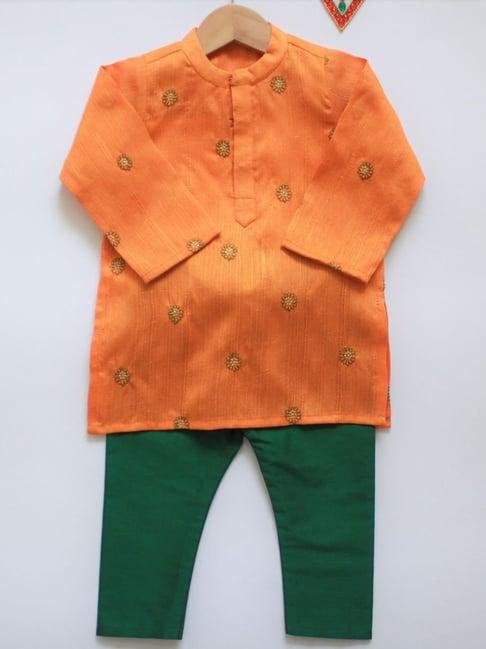 many frocks kids mustard embellished kurta set