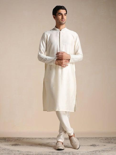 manyavar beige regular fit kurta & pyjama set