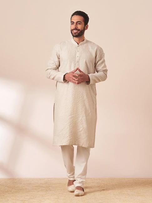 manyavar beige regular fit kurta