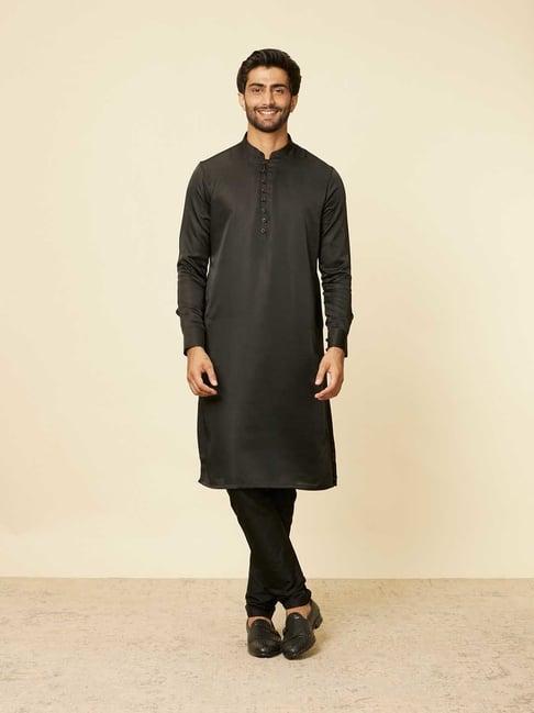 manyavar black regular fit kurta & pyjama set