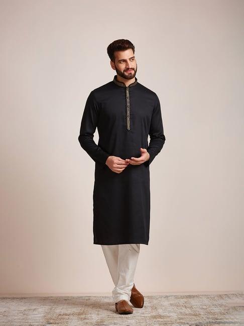 manyavar black regular fit kurta & pyjama set