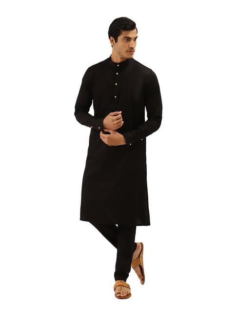 manyavar black regular fit kurta set