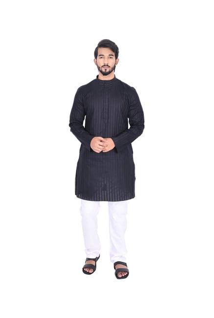 manyavar black striped kurta