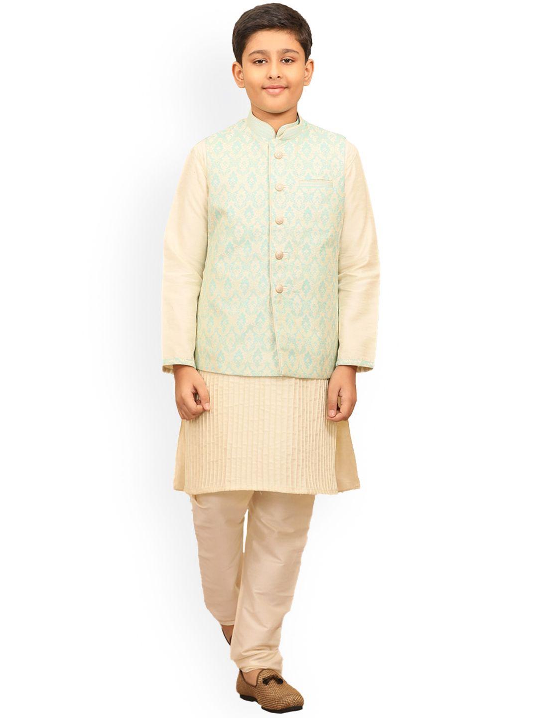 manyavar boys ethnic motifs straight kurta set with nehru jacket