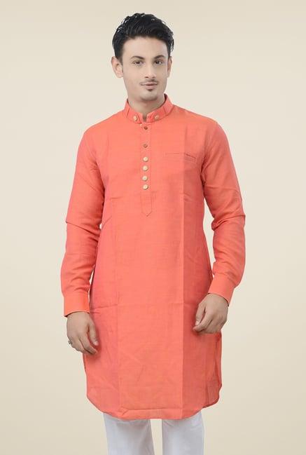 manyavar coral solid pattern kurta