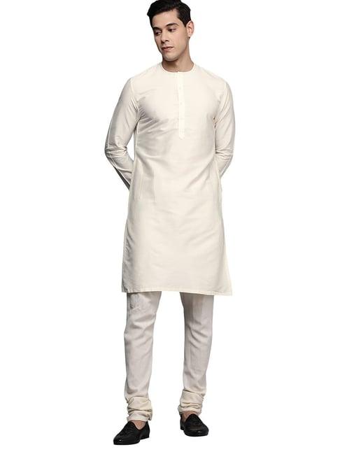 manyavar cream regular fit kurta