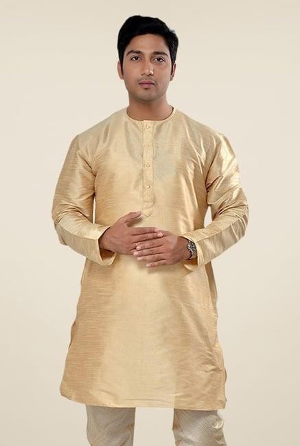 manyavar deep beige solid kurta