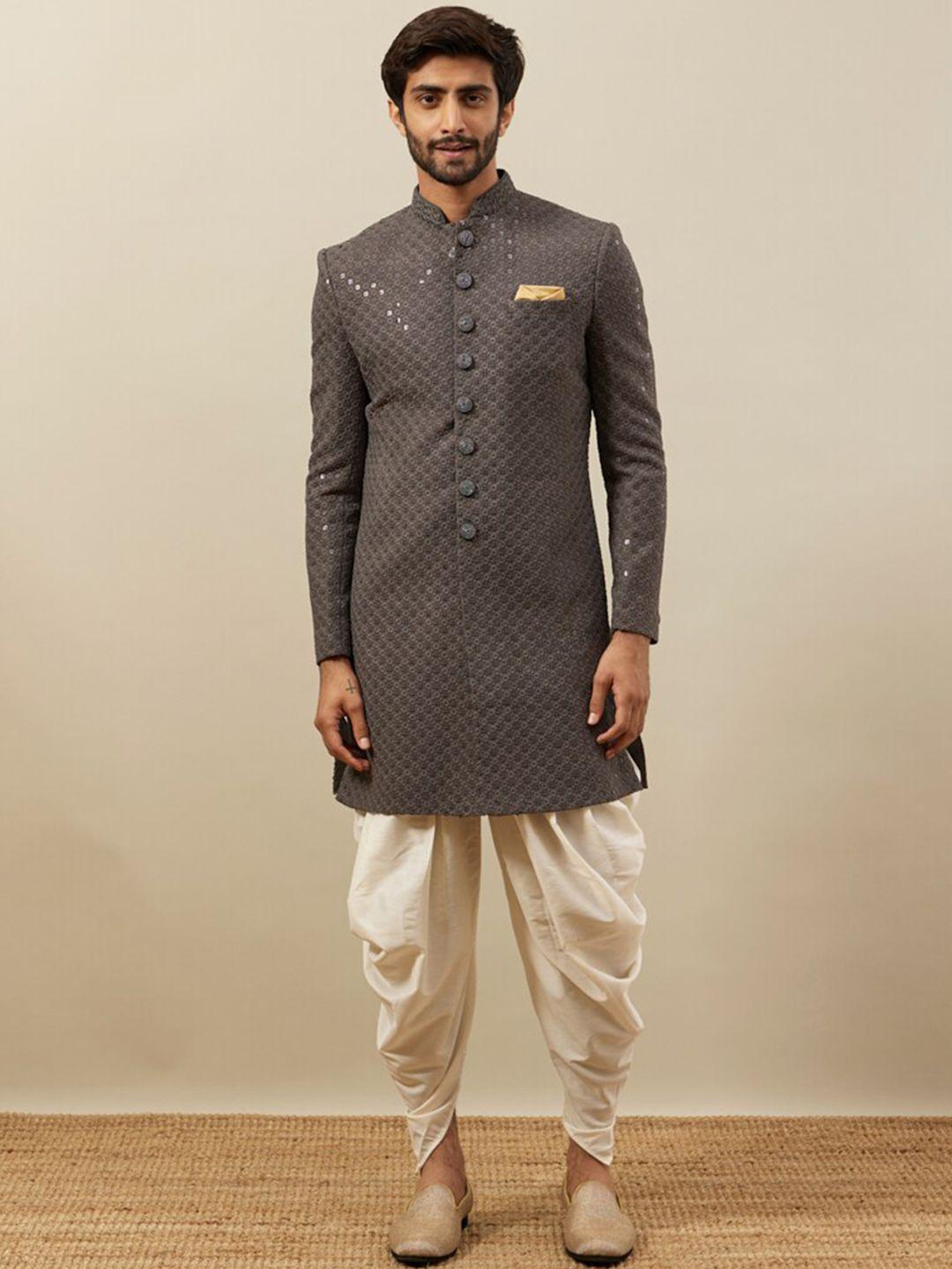 manyavar embroidered indo western sherwani set