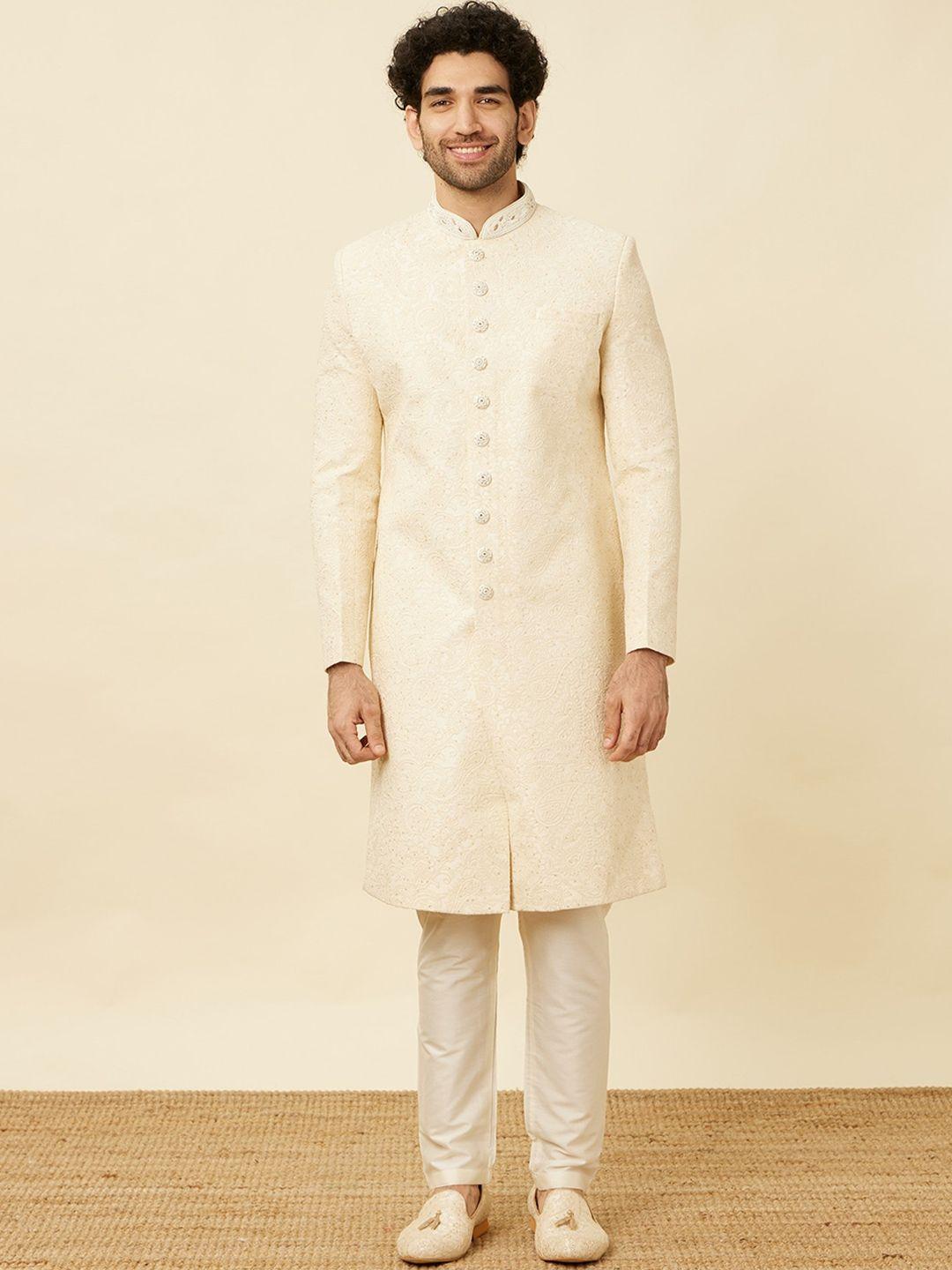 manyavar embroidered sherwani with churidar