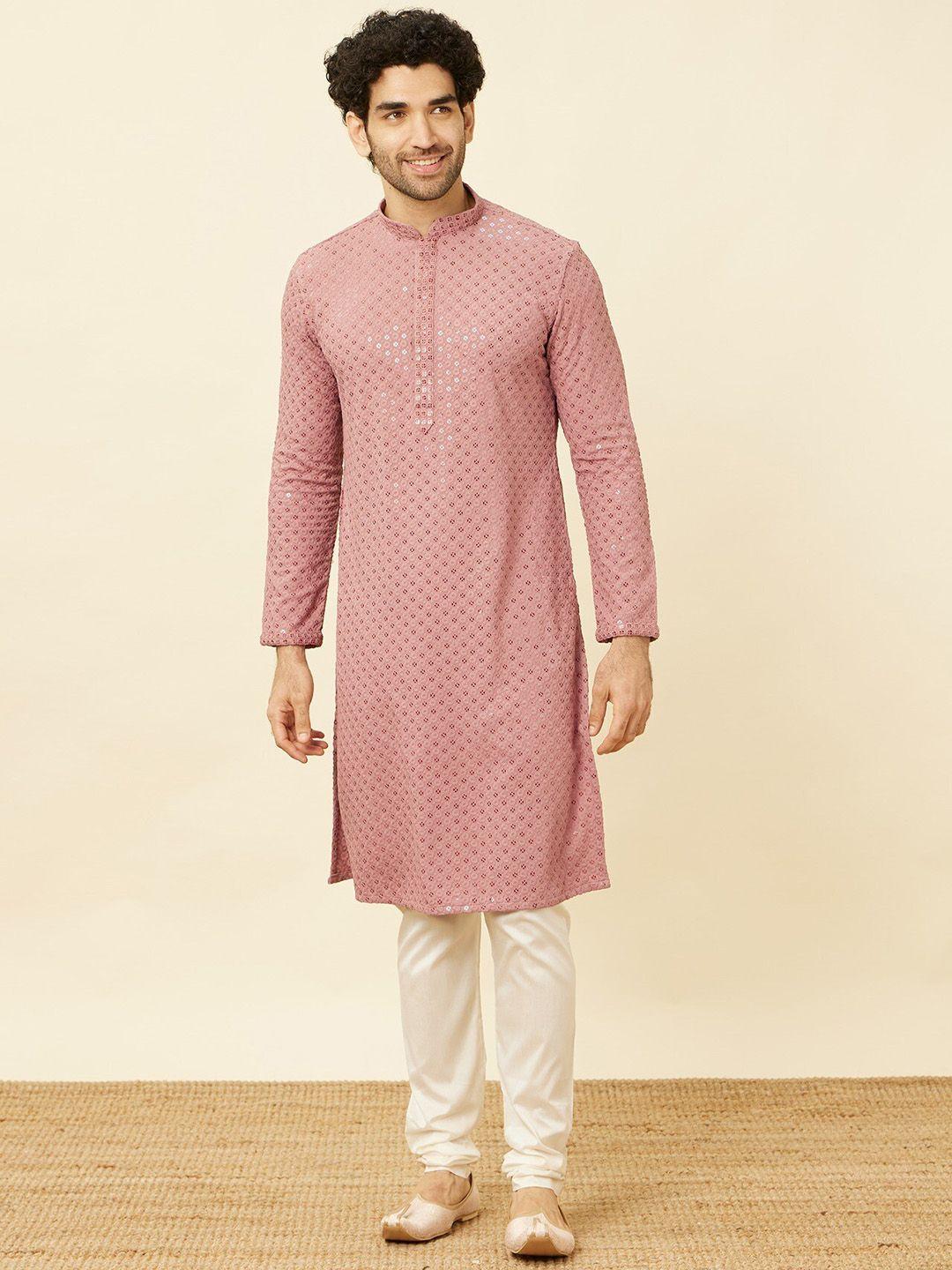 manyavar ethnic motifs embroidered regular thread work kurta with pyjamas