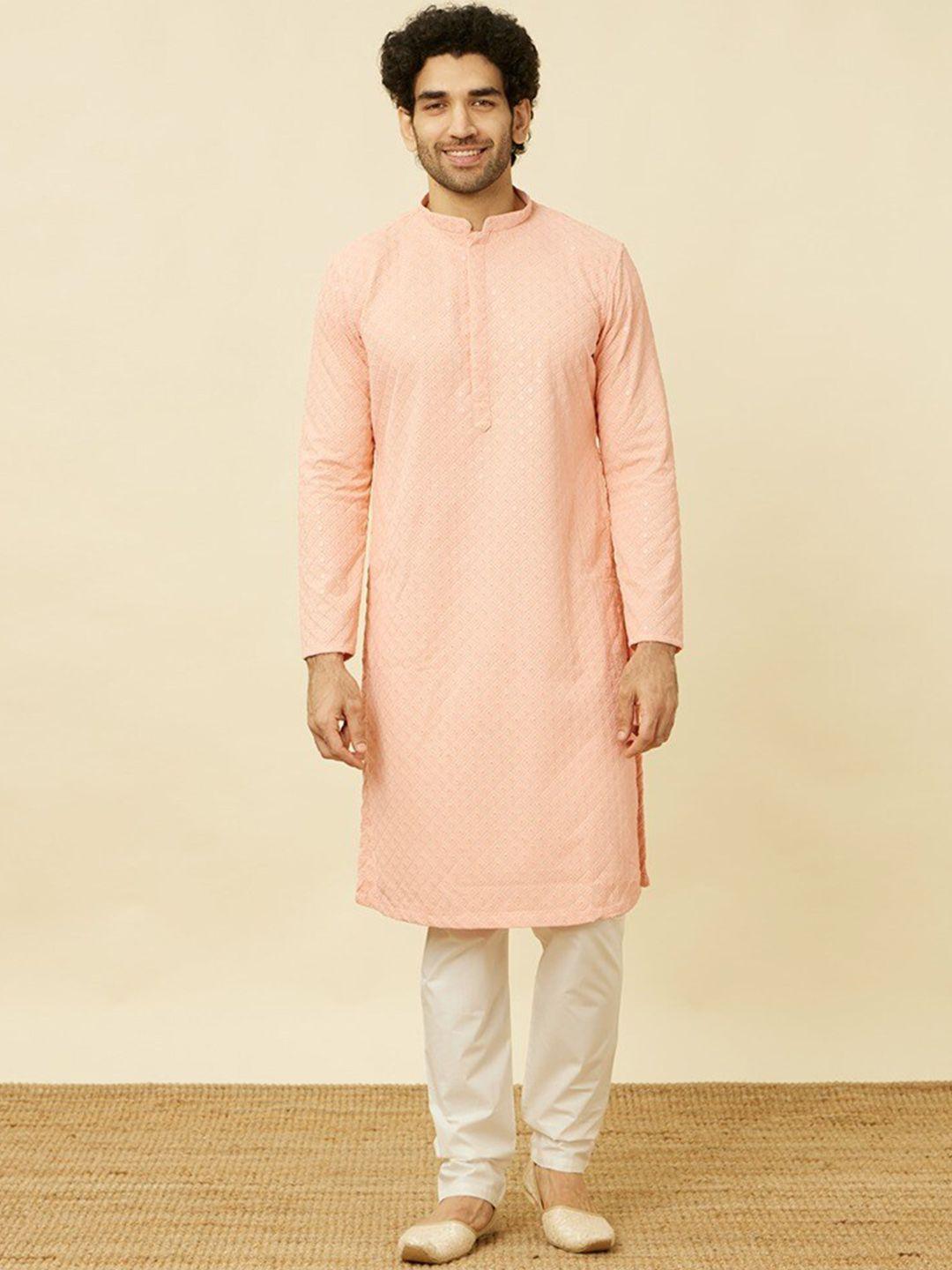 manyavar ethnic motifs embroidered straight kurta with pyjamas