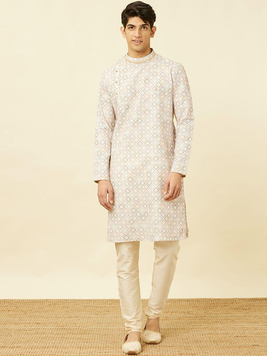 manyavar ethnic motifs printed pure cotton straight kurta