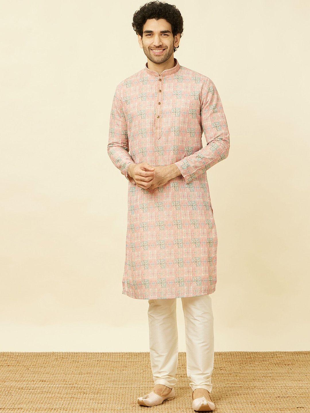 manyavar ethnic motifs printed regular kurta with pyjamas