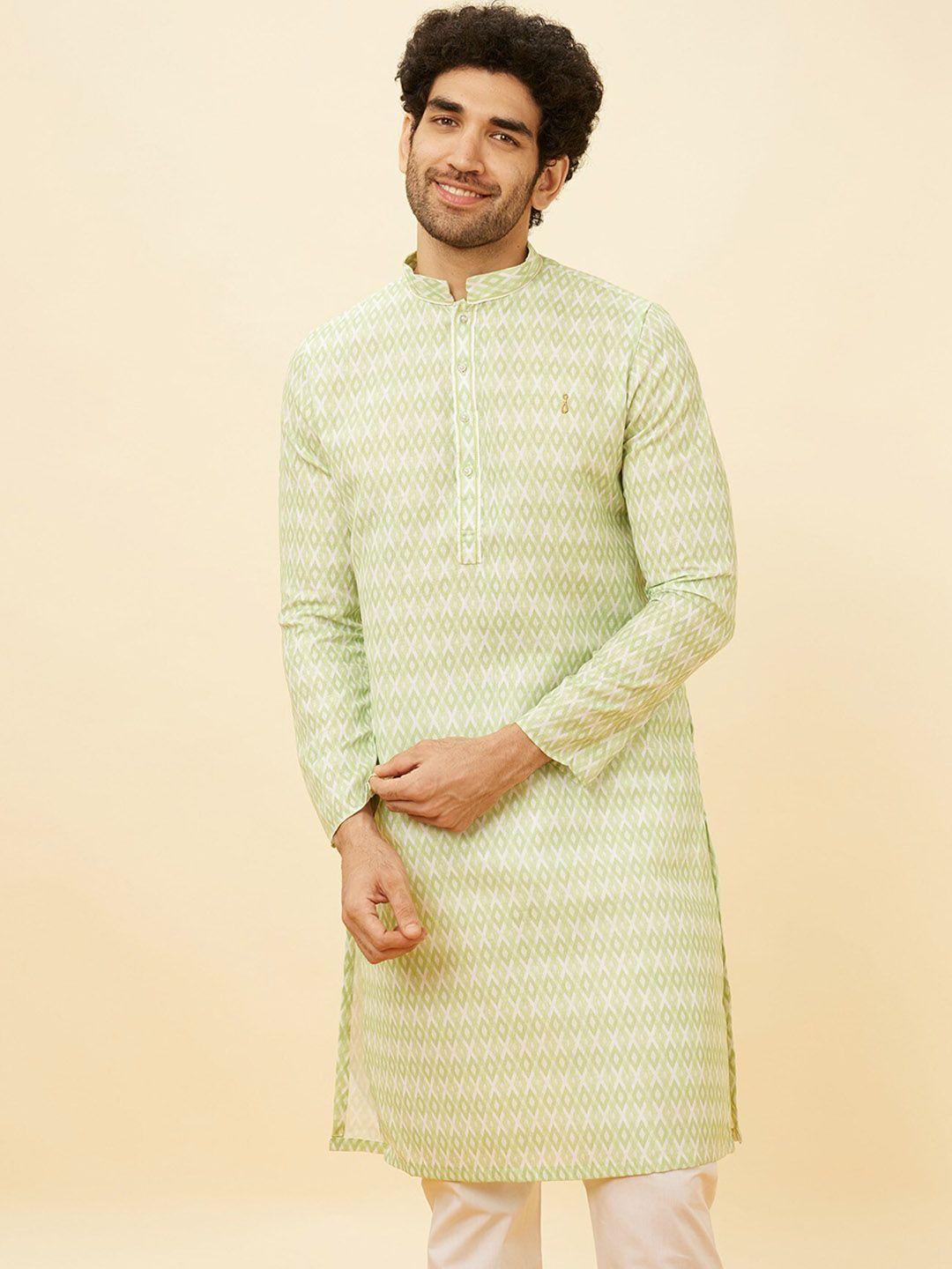 manyavar ethnic motifs printed straight kurta with pyjamas