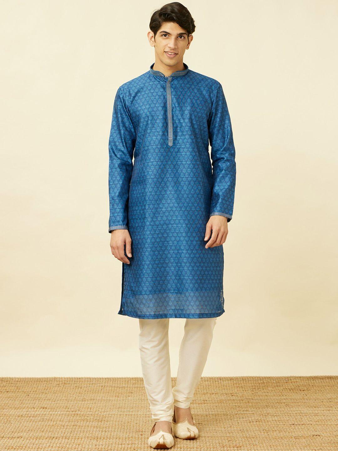 manyavar ethnic motifs woven design straight kurta with pyjamas