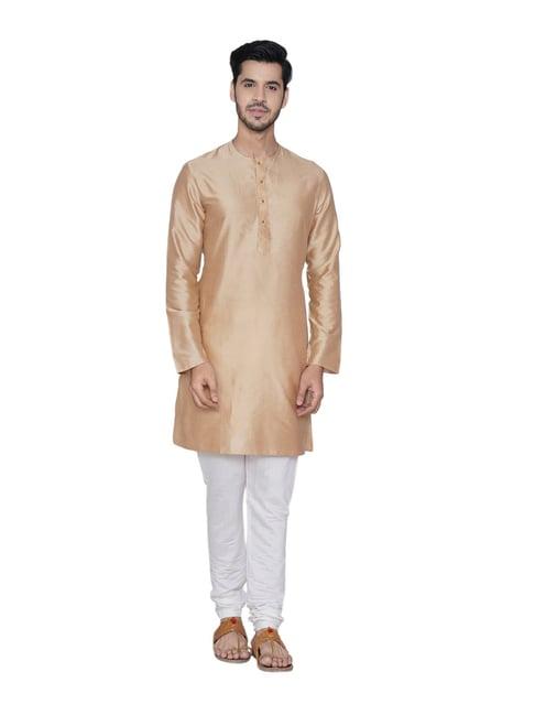 manyavar fawn regular fit kurta