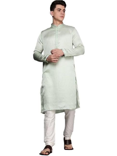 manyavar green regular fit kurta sets