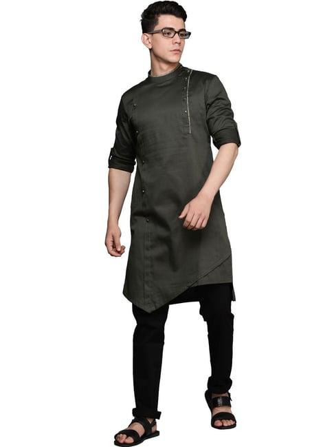 manyavar grey regular fit kurtas