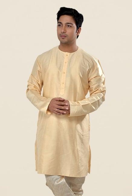 manyavar light beige solid kurta