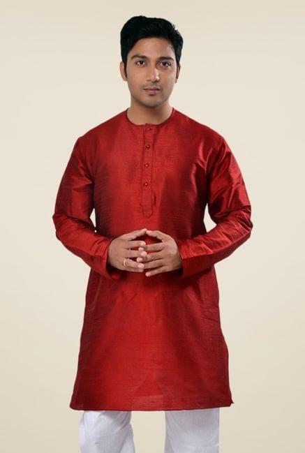 manyavar maroon solid kurta