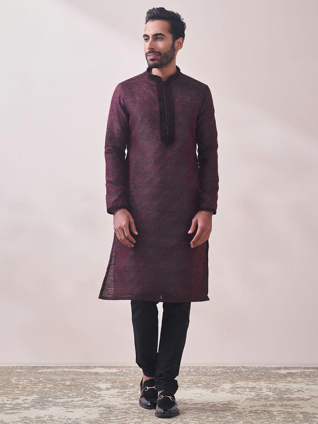 manyavar men floral kurta with churidar