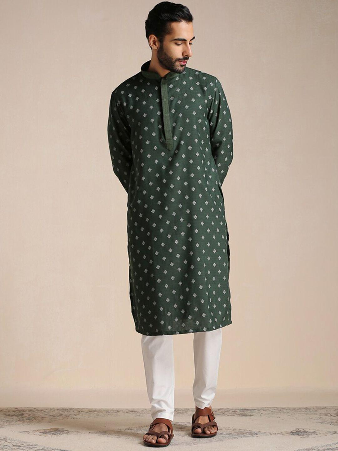 manyavar men printed kurta with trousers