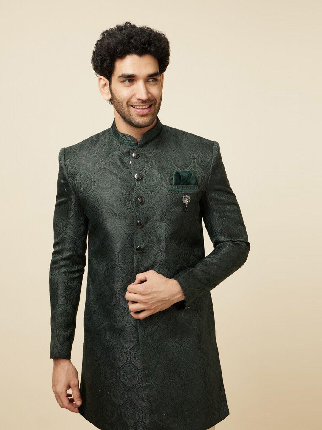 manyavar men self-design indo western sherwani set