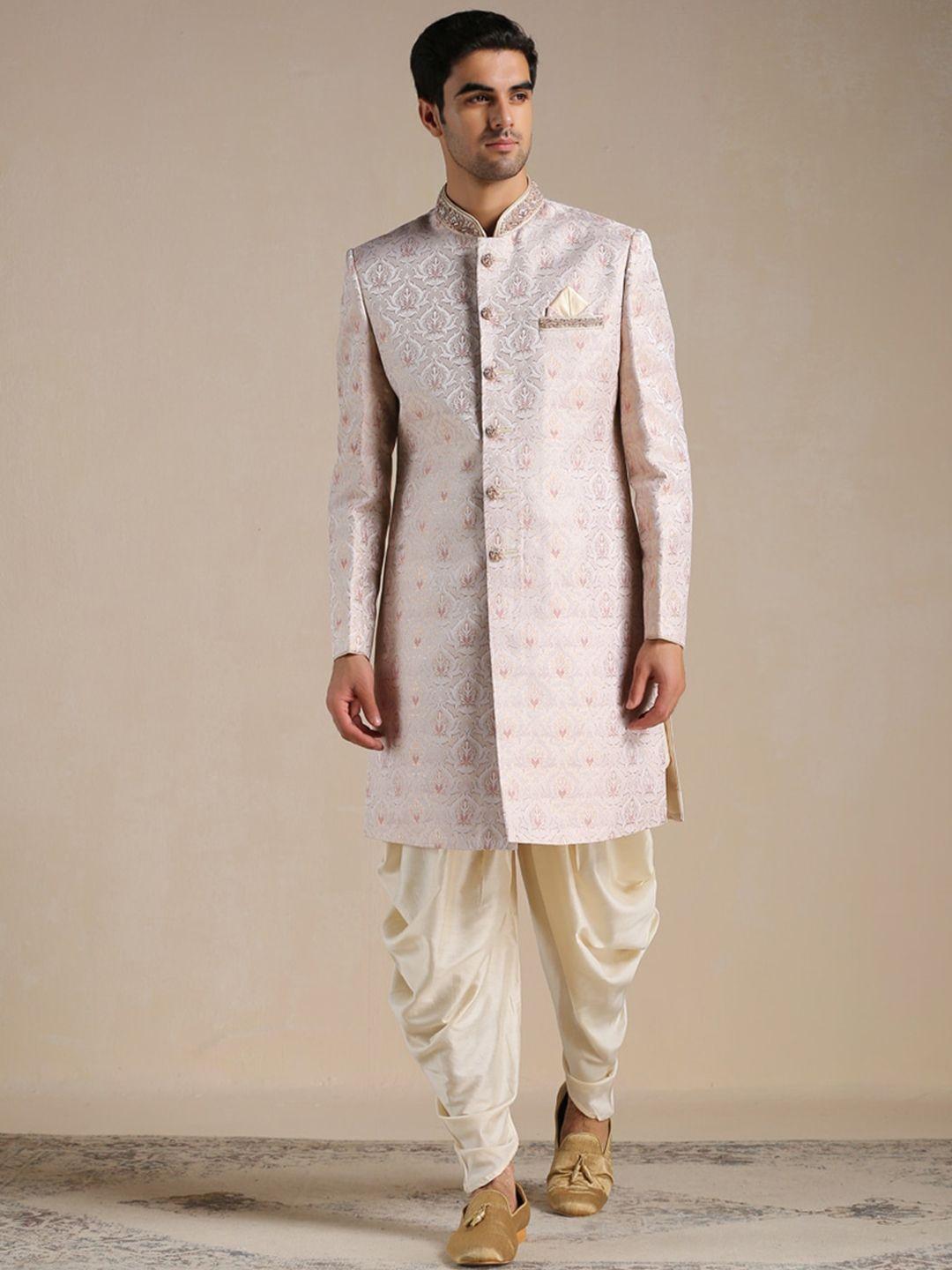 manyavar men self design sherwani set with dhoti pants
